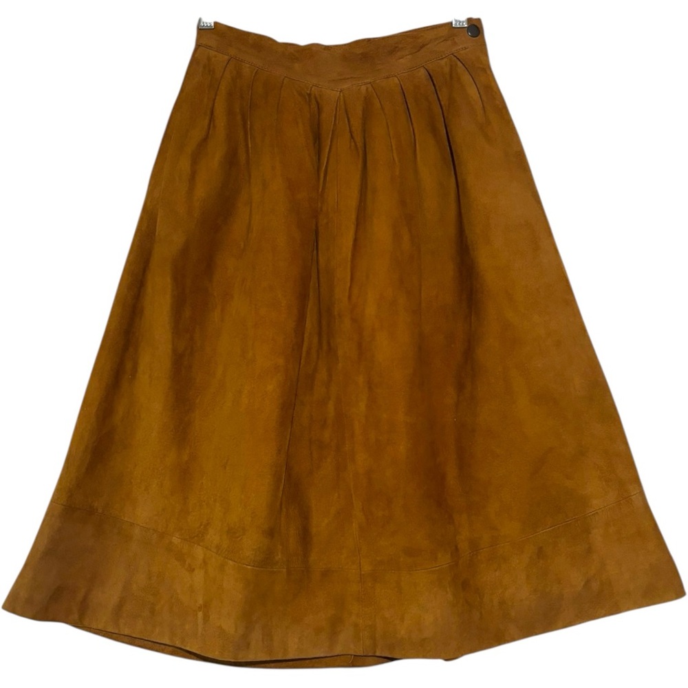 Vintage Toffs Brown Suede A Line Midi Skirt Western Leather Lined Women's Sz 6